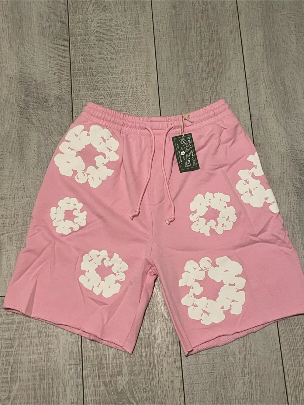 pink denim tears shorts